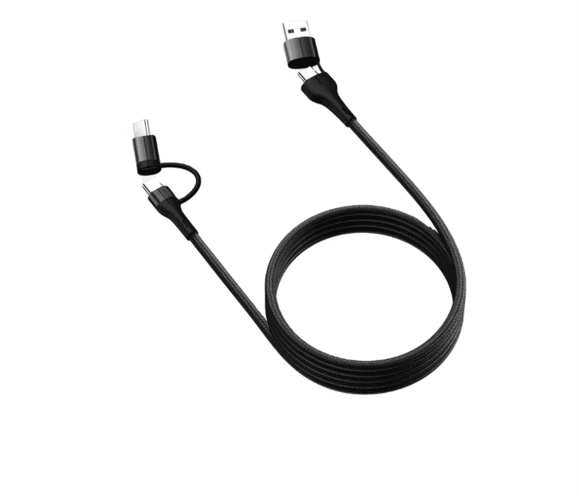 RUISHEN CÁP SẠC XE HƠI ĐA NĂNG USB-C 4 TRONG 1 TỪ TÍNH TỰ CUỘN